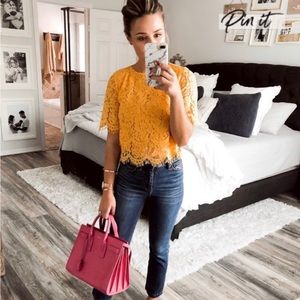 Zara yellow lace shirt